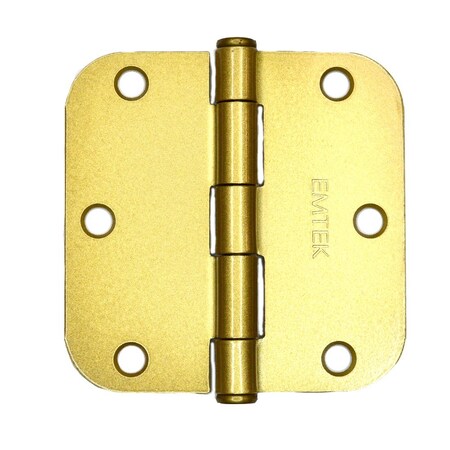 Emtek Pair of 3-1/2 in x 3-1/2 in 5/8 in Radius Steel Residential Duty Hinges Satin Brass Finish 91033US4